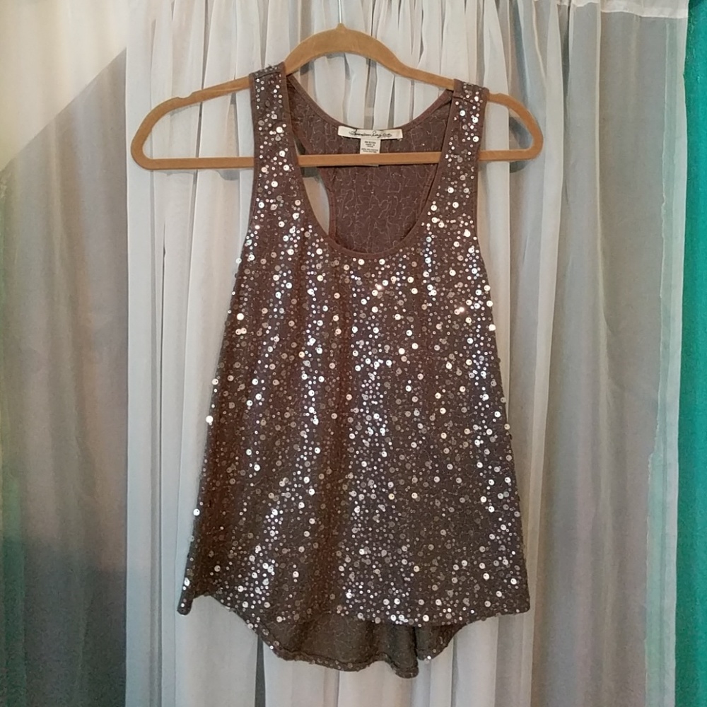 NWOT American Rag Sequin tank shirtail top